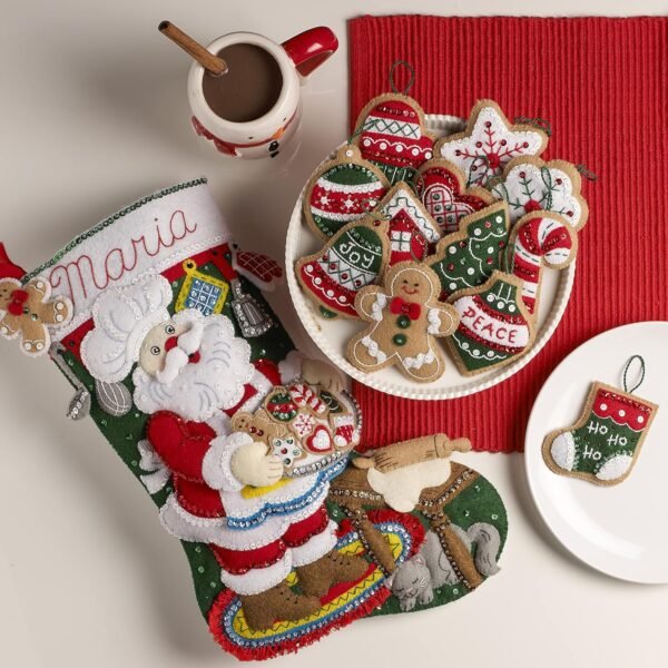 Bucilla Gingerbread Santa | Felt Applique Ornament Kit | 89301E