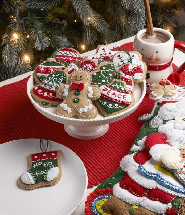 Bucilla Gingerbread Santa | Felt Applique Ornament Kit | 89301E