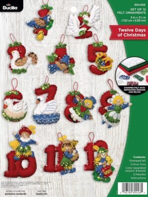 Bucilla Twelve Days of Christmas | Felt Applique Ornament Kit | 89446E