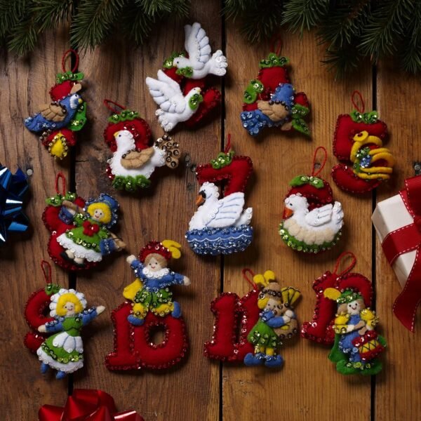 bucilla-felt-applique-12-piece-ornament-making-kit-twelve-days-of-christ-89446e-variant-01 Bucilla Twelve Days of Christmas | Felt Applique Ornament Kit | 89446E