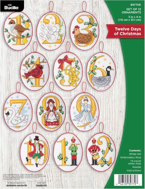 bucilla-felt-applique-12-piece-ornament-making-kit-twelve-days-of-christ-89770e-primary Bucilla Twelve Days of Christmas | Felt Applique Ornament Kit | 89770E