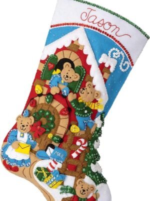 Bucilla A Bear-y Merry Christmas | Kit de media navideña de fieltro | 89597E