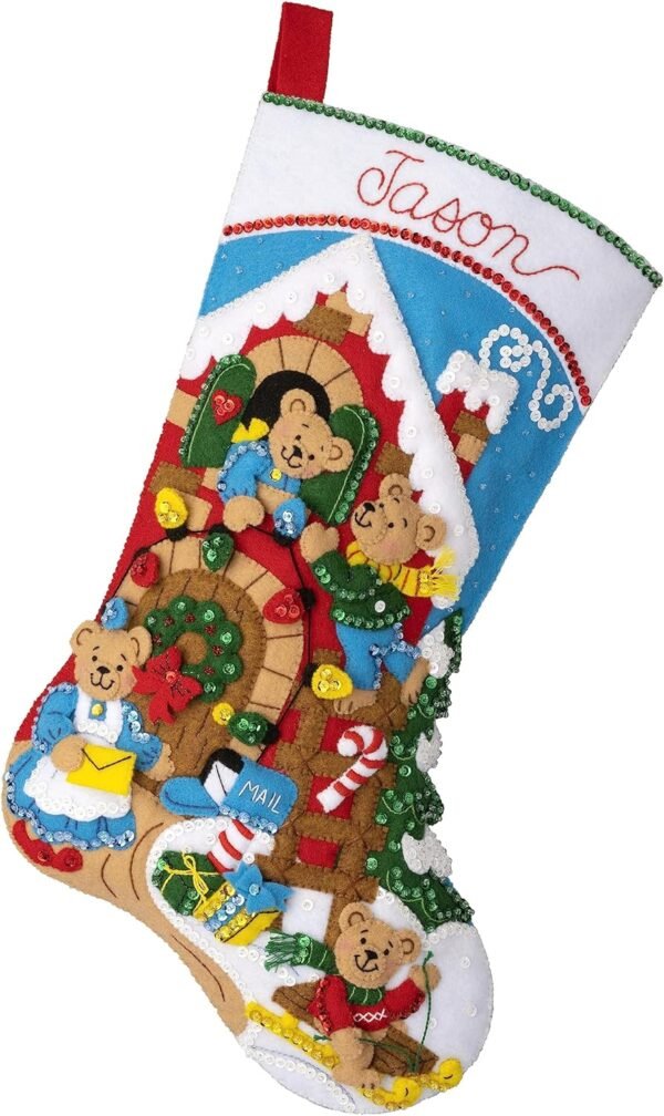Bucilla A Bear-y Merry Christmas | Kit de media navideña de fieltro | 89597E