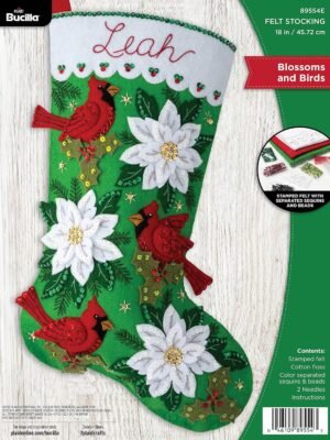Bucilla Blossoms and Birds | Kit de media navideña de fieltro | 89554E