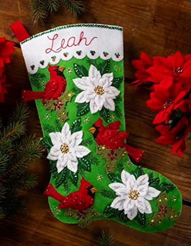Bucilla Blossoms and Birds | Felt Applique Christmas Stocking Kit | 89554E