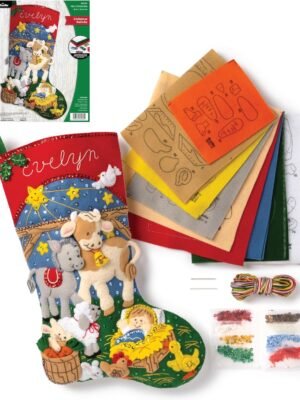 Bucilla Felt Applique " Making Nativity — Felt Applique Christmas Stocking Kit [SKU: 89531E]