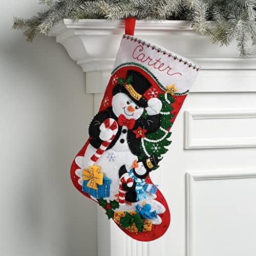 Bucilla Felt Applique " Making Dapper Snowman | Felt Applique Christmas Stocking Kit | 89530E
