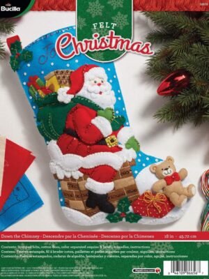 Bucilla Felt Applique " Making Down The Chimney — Felt Applique Christmas Stocking Kit [SKU: 86656]