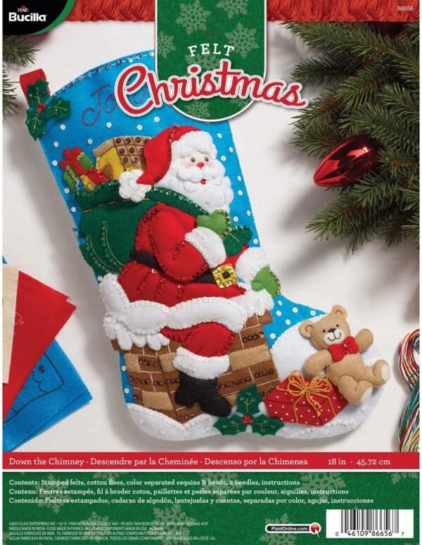 Bucilla Felt Applique " Making Down The Chimney — Felt Applique Christmas Stocking Kit [SKU: 86656]