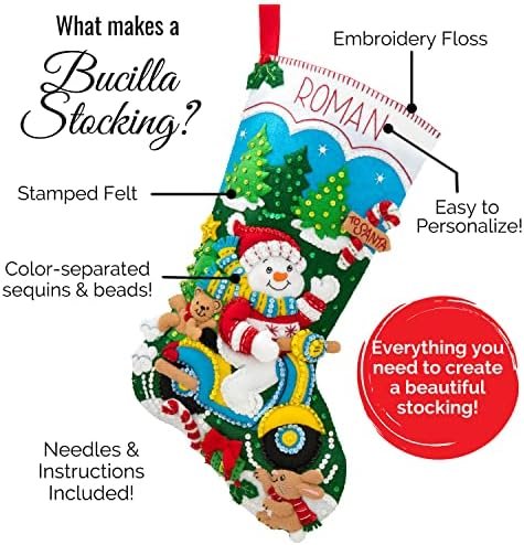 Bucilla Felt Applique " Making Down The Chimney — Felt Applique Christmas Stocking Kit [SKU: 86656]
