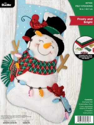 Bucilla Felt Applique " Making Frosty Bright | Felt Applique Christmas Stocking Kit | 89796E
