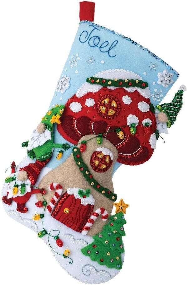 Bucilla Felt Applique " Making Gnome | Felt Applique Christmas Stocking Kit | 89473E