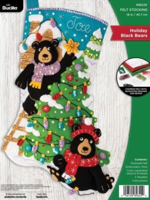 Bucilla Felt Applique " Making Bears | Felt Applique Christmas Stocking Kit | 89622E