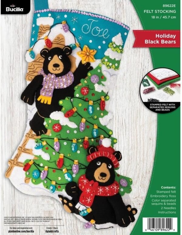 Bucilla Felt Applique " Making Bears | Felt Applique Christmas Stocking Kit | 89622E