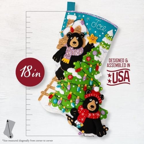 Bucilla Felt Applique " Making Bears | Felt Applique Christmas Stocking Kit | 89622E