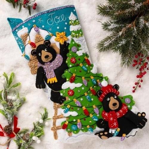 Bucilla Felt Applique " Making Bears | Felt Applique Christmas Stocking Kit | 89622E