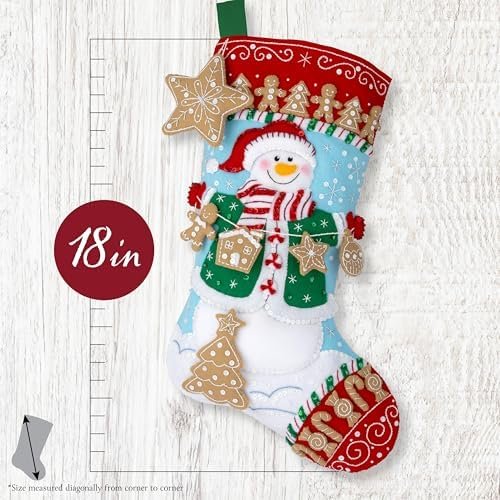 Bucilla Felt Applique " Making Jolly Gingerbread Snowman | Felt Applique Christmas Stocking Kit | 89782E