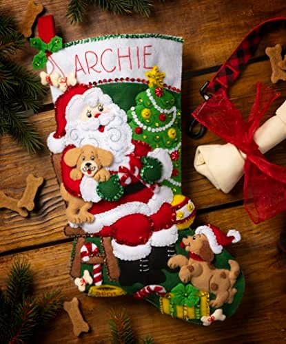 bucilla-felt-applique-18-stocking-making-kit-jolly-pups-santa-perfect-fo-89556e-variant-01 Bucilla Felt Applique " Making Jolly Pups Santa | Felt Applique Christmas Stocking Kit | 89556E
