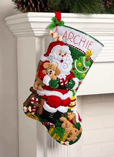 bucilla-felt-applique-18-stocking-making-kit-jolly-pups-santa-perfect-fo-89556e-variant-02 Bucilla Felt Applique " Making Jolly Pups Santa | Felt Applique Christmas Stocking Kit | 89556E