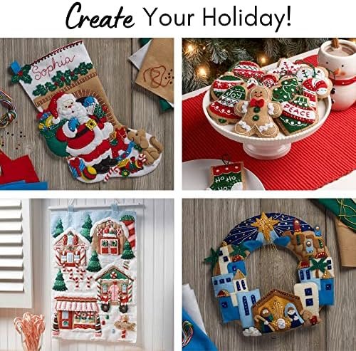 bucilla-felt-applique-18-stocking-making-kit-jolly-pups-santa-perfect-fo-89556e-variant-04 Bucilla Felt Applique " Making Jolly Pups Santa | Felt Applique Christmas Stocking Kit | 89556E