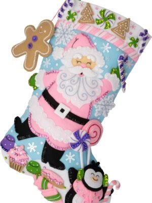 bucilla-felt-applique-18-stocking-making-kit-lollipop-santa-perfect-for-89705e-primary Bucilla Felt Applique " Making Lollipop Santa | Felt Applique Christmas Stocking Kit | 89705E