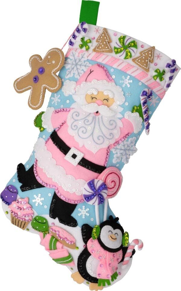 Bucilla Felt Applique " Making Lollipop Santa | Felt Applique Christmas Stocking Kit | 89705E