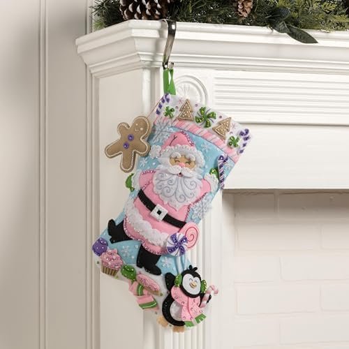 Bucilla Felt Applique " Making Lollipop Santa | Felt Applique Christmas Stocking Kit | 89705E