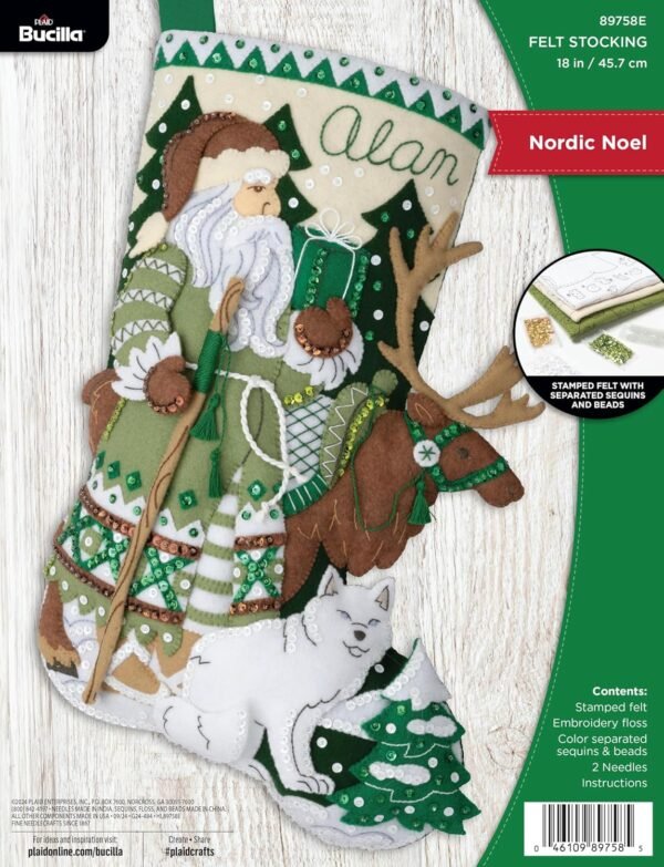 bucilla-felt-applique-18-stocking-making-kit-nordic-noel-perfect-for-diy-89758e-primary Bucilla Felt Applique " Making Nordic Noel | Felt Applique Christmas Stocking Kit | 89758E