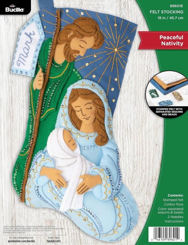 Bucilla Felt Applique " Making Peaceful Nativity — Felt Applique Christmas Stocking Kit [SKU: 89601E]