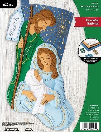 Bucilla Felt Applique " Making Peaceful Nativity — Felt Applique Christmas Stocking Kit [SKU: 89601E]