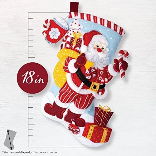 Bucilla Peppermint Santa | Felt Applique Christmas Stocking Kit | 89592E
