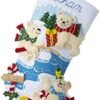 Bucilla Polar Bear Buddies | Kit de media navideña de fieltro | 89465E
