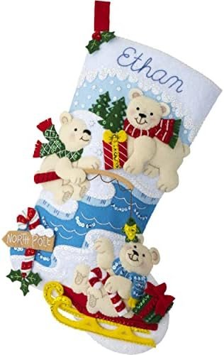 Bucilla Polar Bear Buddies | Kit de media navideña de fieltro | 89465E