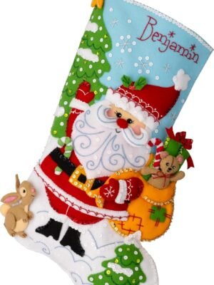 bucilla-felt-applique-18-stocking-making-kit-retro-holiday-santa-perfect-89740e-primary Bucilla Felt Applique " Making Retro Santa | Felt Applique Christmas Stocking Kit | 89740E