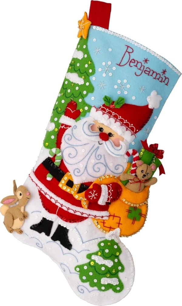 Bucilla Felt Applique " Making Retro Santa | Felt Applique Christmas Stocking Kit | 89740E