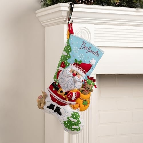 Bucilla Felt Applique " Making Retro Santa | Felt Applique Christmas Stocking Kit | 89740E