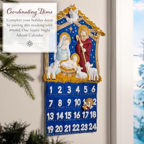 Bucilla Felt Applique " Making Sacred Night | Felt Applique Christmas Stocking Kit | 89785E