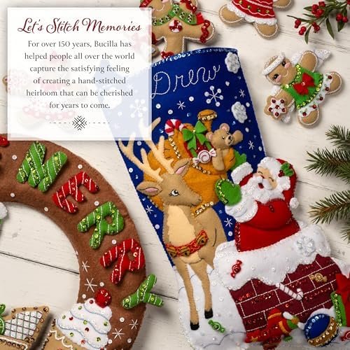 Bucilla Felt Applique " Making Sacred Night | Felt Applique Christmas Stocking Kit | 89785E