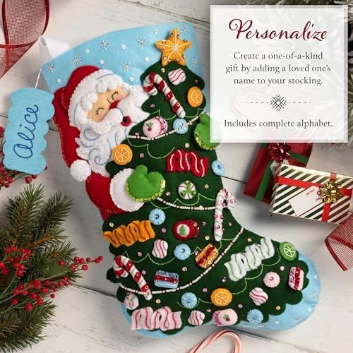 bucilla-felt-applique-18-stocking-making-kit-santa-s-candy-christmas-per-89766e-variant-03 Bucilla Santa's Candy Christmas | Felt Applique Christmas Stocking Kit | 89766E