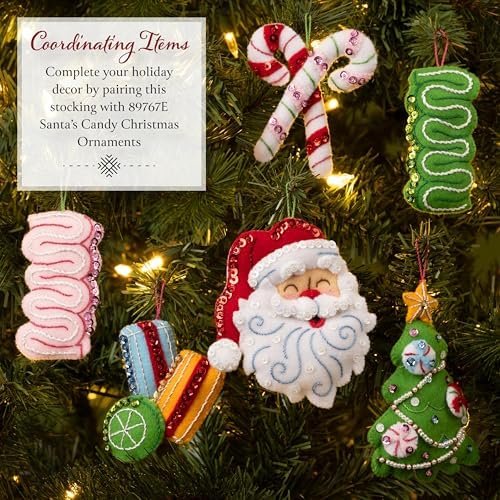 bucilla-felt-applique-18-stocking-making-kit-santa-s-candy-christmas-per-89766e-variant-04 Bucilla Santa's Candy Christmas | Felt Applique Christmas Stocking Kit | 89766E