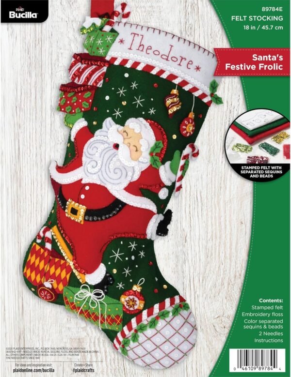 bucilla-felt-applique-18-stocking-making-kit-santa-s-festive-frolic-perf-89784e-primary Bucilla Felt Applique " Making Santa'S Festive Frolic | Felt Applique Christmas Stocking Kit | 89784E