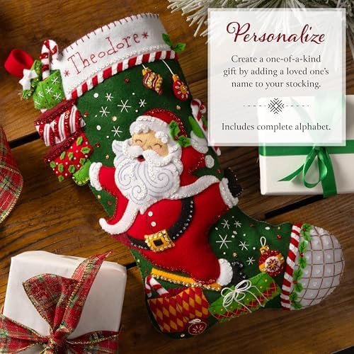 bucilla-felt-applique-18-stocking-making-kit-santa-s-festive-frolic-perf-89784e-variant-03 Bucilla Felt Applique " Making Santa'S Festive Frolic | Felt Applique Christmas Stocking Kit | 89784E