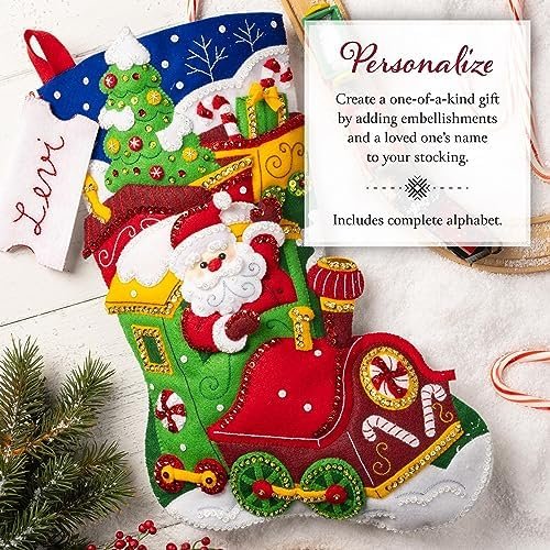 Bucilla Santa's Peppermint Express | Felt Applique Christmas Stocking Kit | 89611E