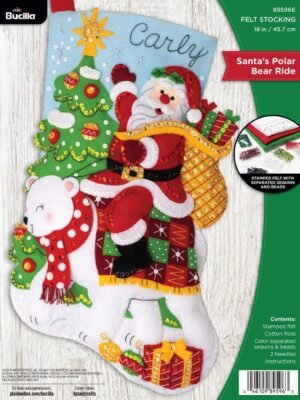 bucilla-felt-applique-18-stocking-making-kit-santa-s-polar-bear-ride-per-89596e-primary Bucilla Felt Applique " Making Santa'S Polar Bear Ride | Felt Applique Christmas Stocking Kit | 89596E