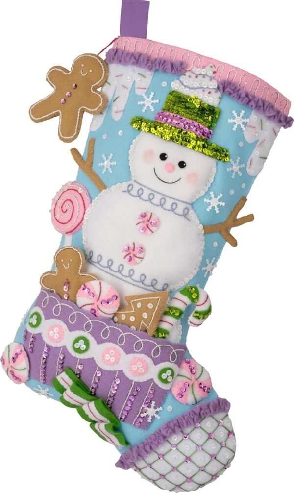 bucilla-felt-applique-18-stocking-making-kit-snowman-s-candy-confections-89729e-primary Bucilla Felt Applique " Making Snowman'S Candy Confections | Felt Applique Christmas Stocking Kit | 89729E