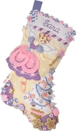 Bucilla Felt Applique " Making Sugar Plum Dreams | Felt Applique Christmas Stocking Kit | 89629E