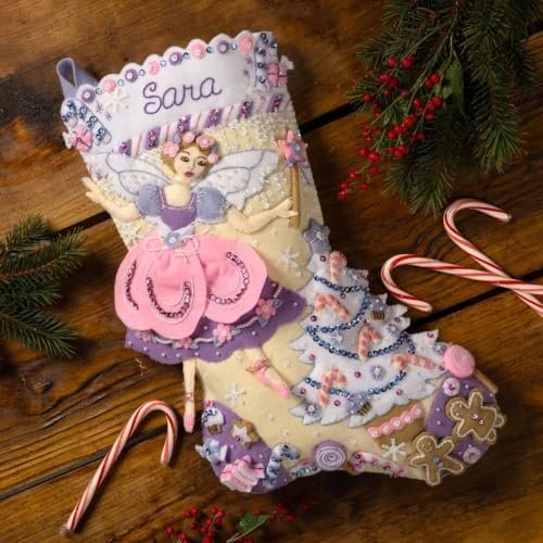 Bucilla Felt Applique " Making Sugar Plum Dreams | Felt Applique Christmas Stocking Kit | 89629E