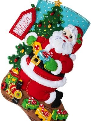 Bucilla Toy Train Santa | Kit de media navideña de fieltro | 89485E