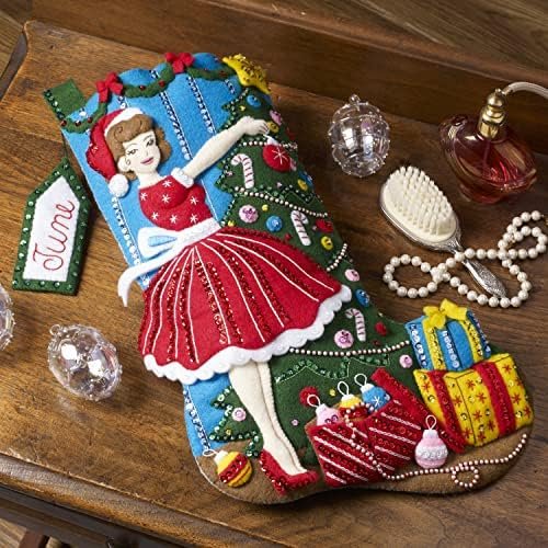 Bucilla Vintage Christmas | Felt Applique Christmas Stocking Kit | 89457E