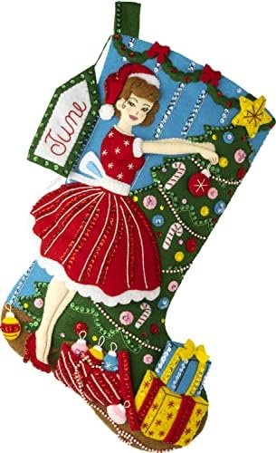 Bucilla Vintage Christmas | Felt Applique Christmas Stocking Kit | 89457E